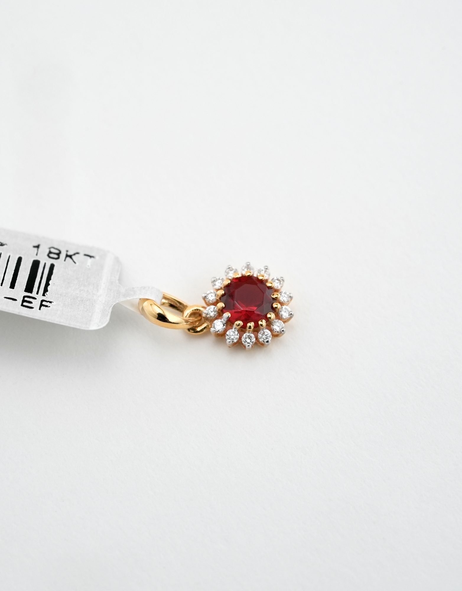 18KT Diamond Pendant with Red Stone - 003