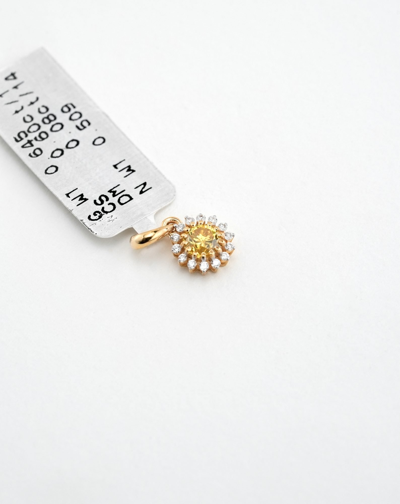 18KT Diamond Pendant with Yellow Stone - 005