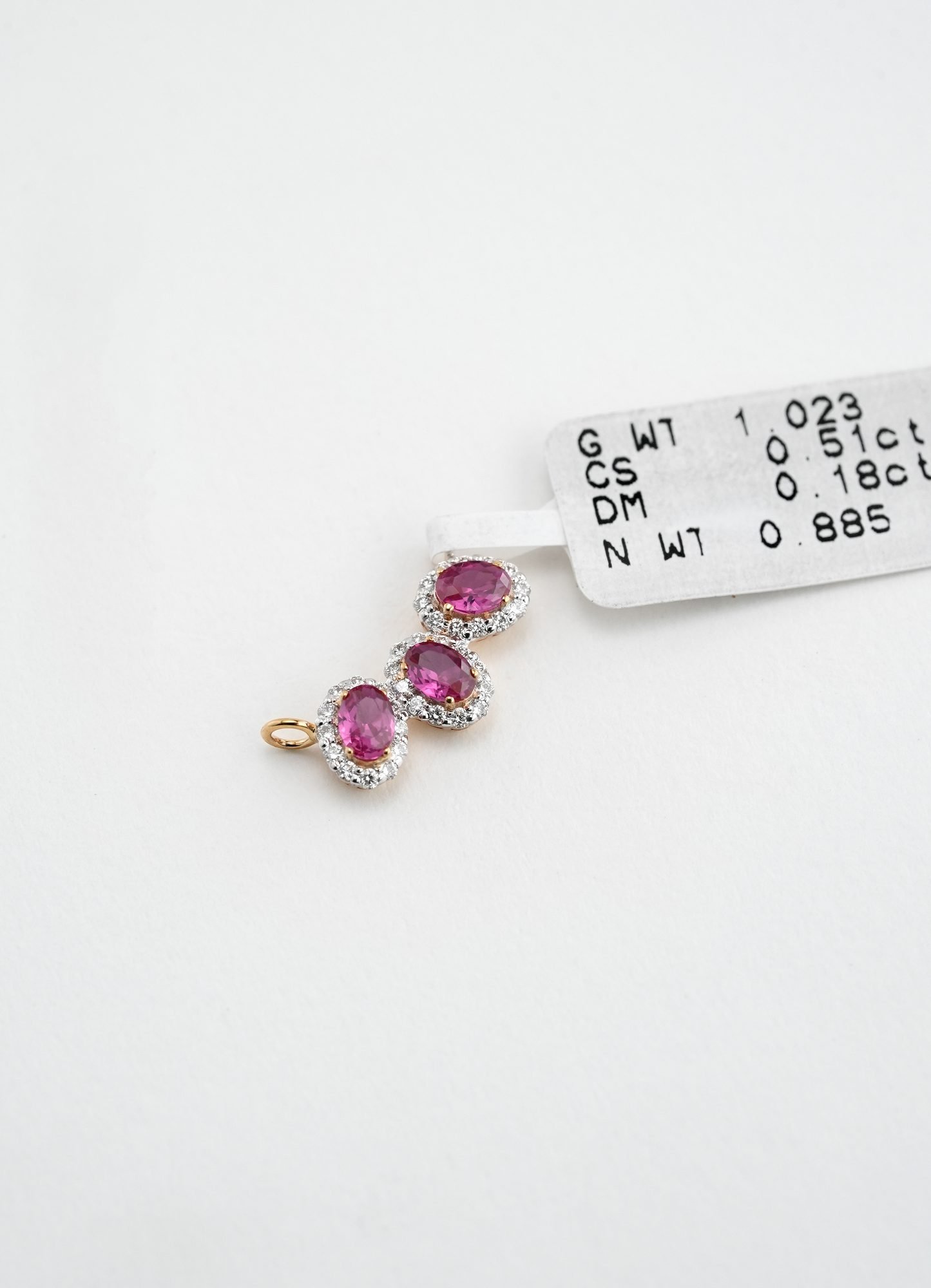 18KT Diamond Pendant with Red Stone - 006