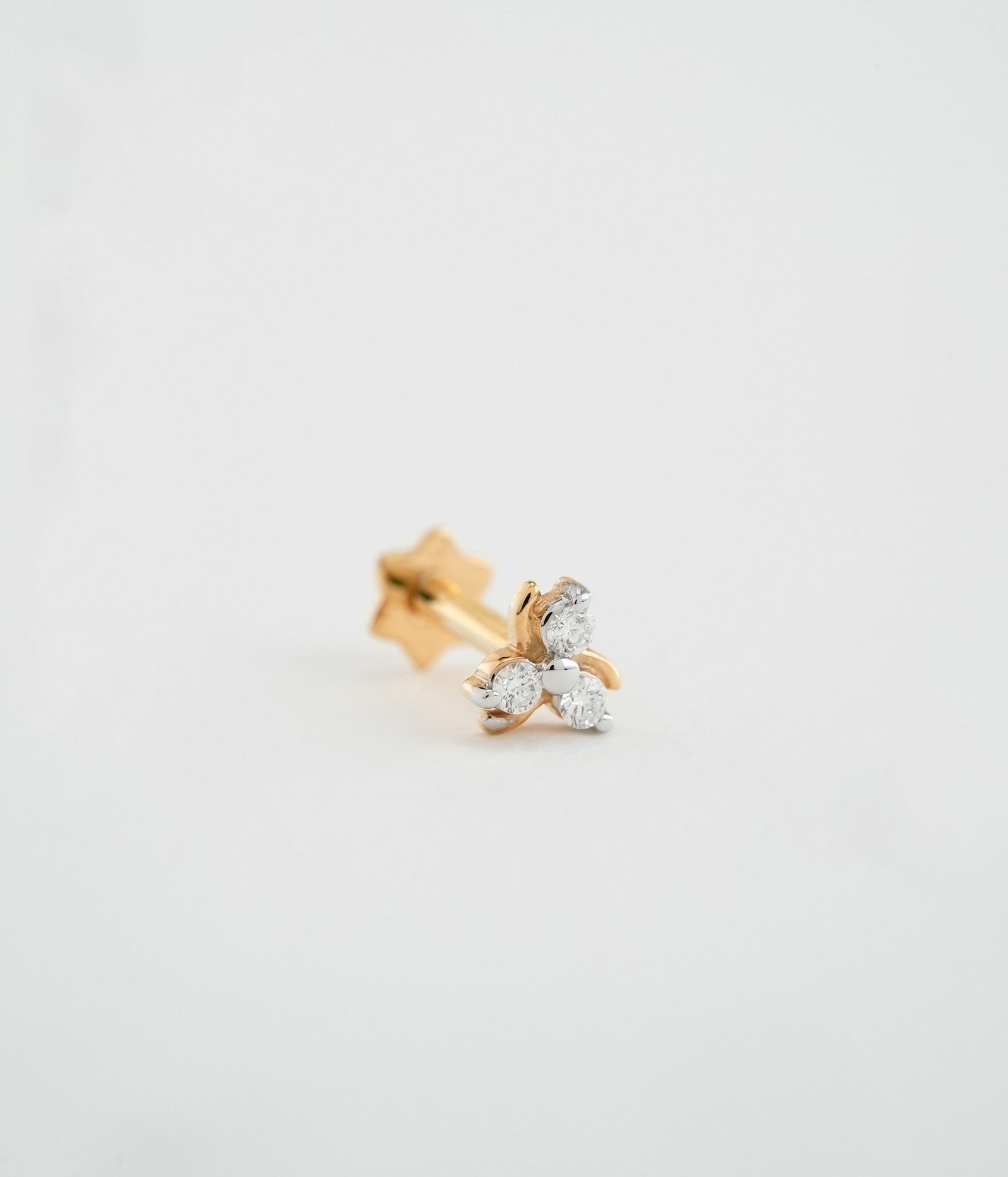 Yellow Gold 18KT Diamond Nose Pin - 025