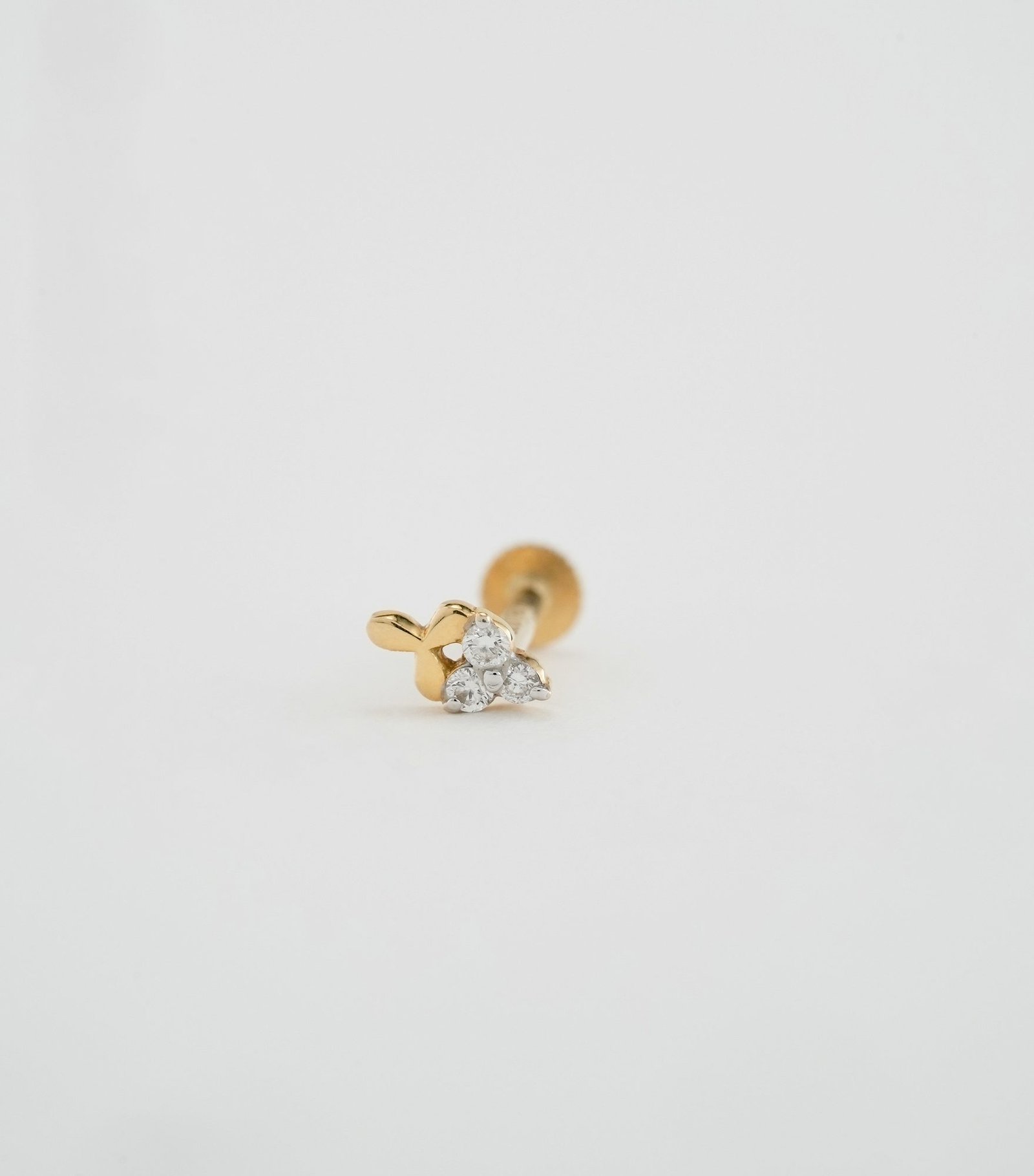 Yellow Gold 18KT Diamond Nose Pin - 026