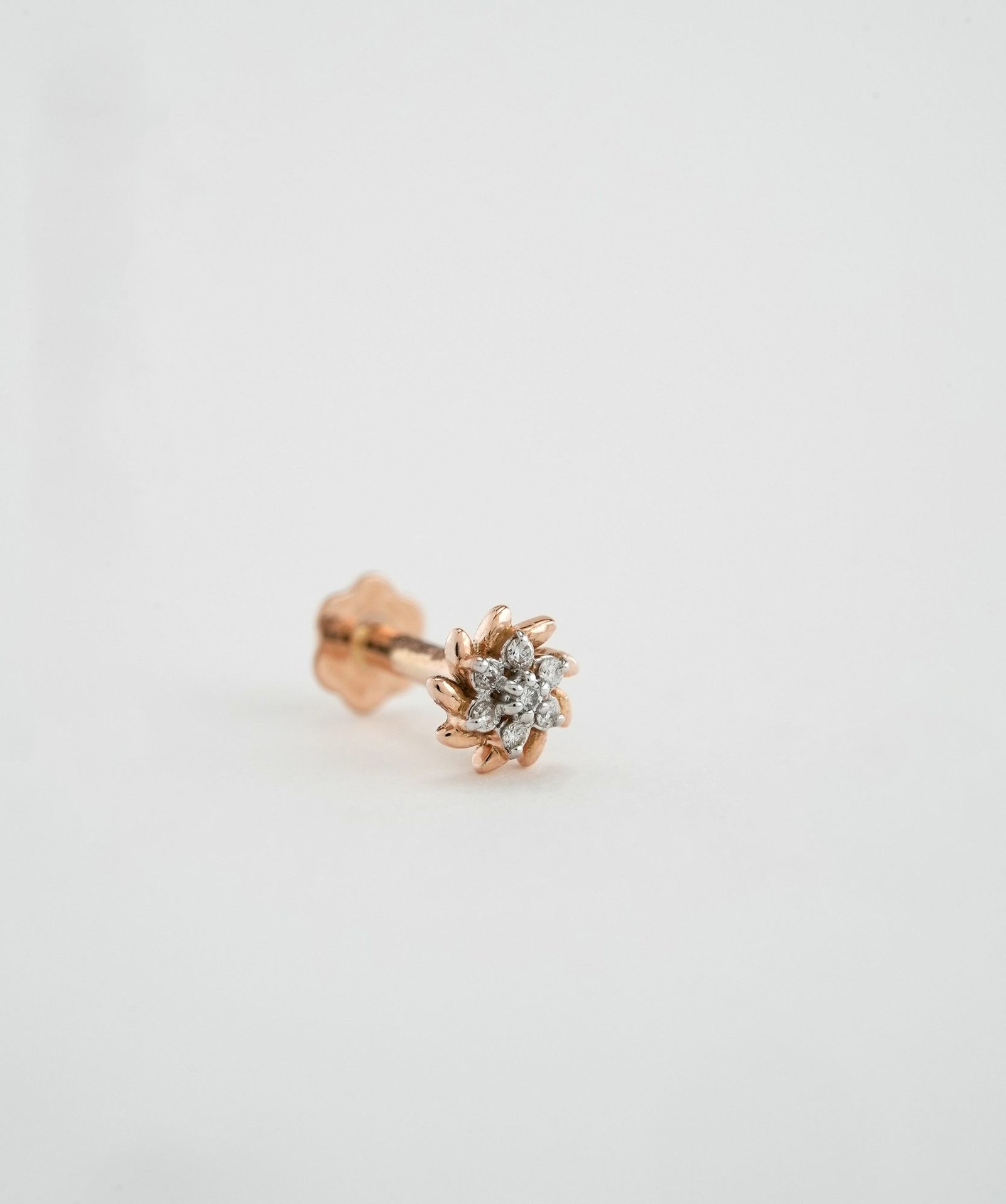 Yellow Gold 18KT Diamond Nose Pin - 027