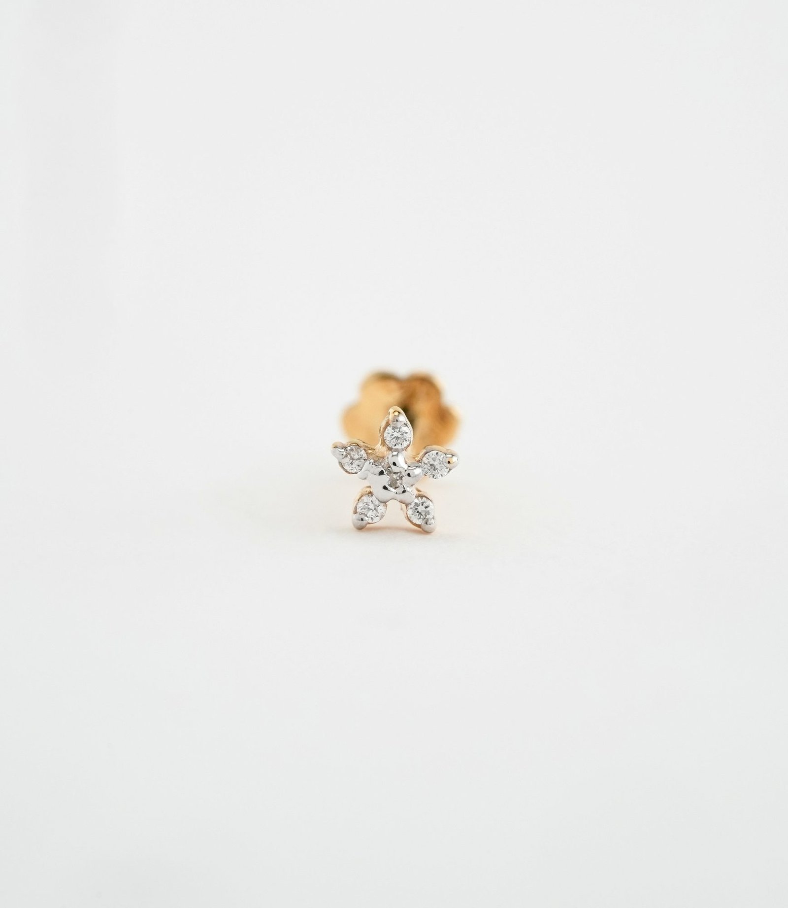 Yellow Gold 18KT Diamond Nose Pin - 029