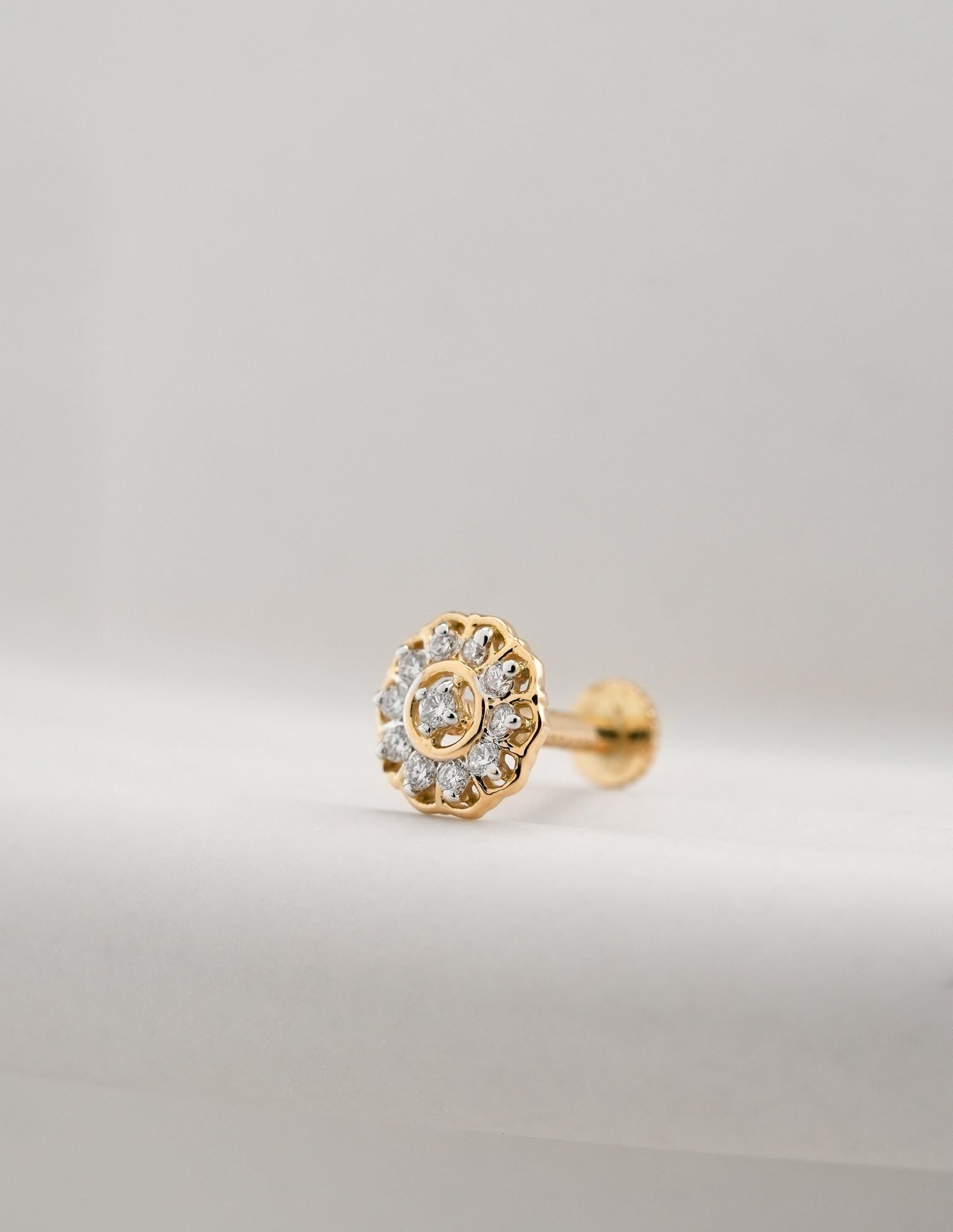 Yellow Gold Diamond Nose Pin