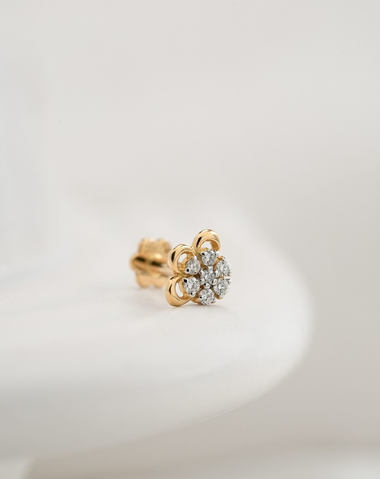Yellow Gold Diamond Nose Pin