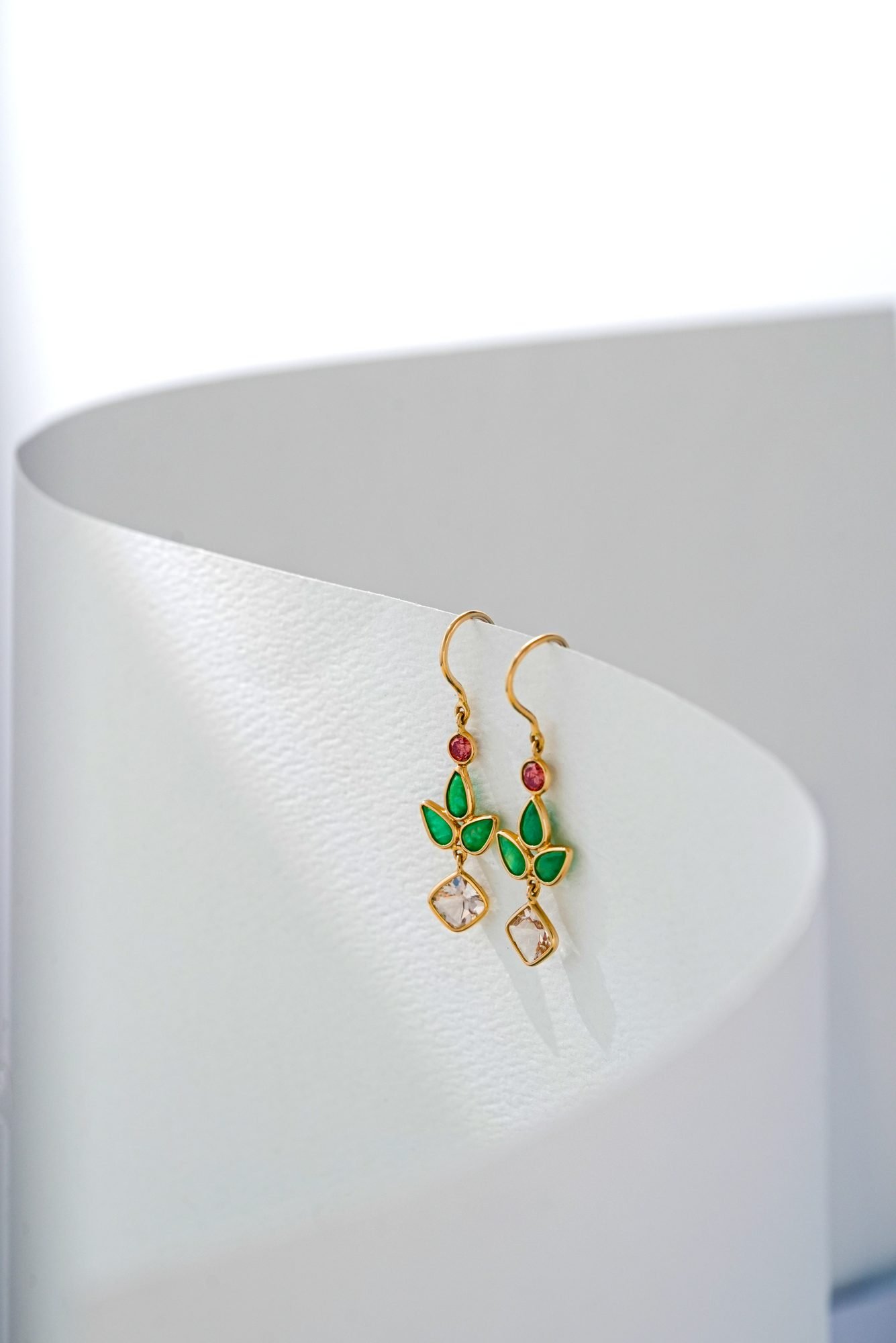Diamond, Emerald & Marganite Earring