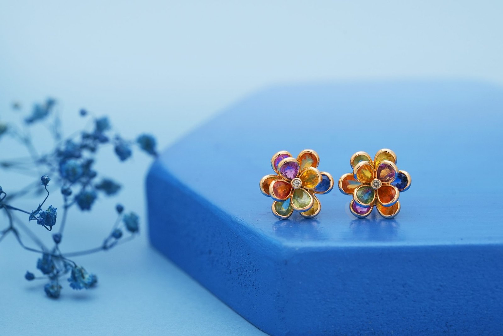Diamond & M.Sapp(Cut) Earring